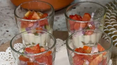  Layered protein chaat cups with sprouts, hung curd and chutneys